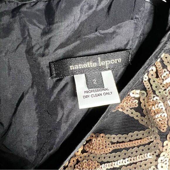 Nanette Lepore Gold Sequin Cap Sleeve Mini Sheath Dress 2 - Picture 3 of 5